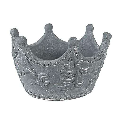 Clayre & Eef Blumentopf Indoor Krone 18x17x12 cm Grau Stein von Clayre & Eef