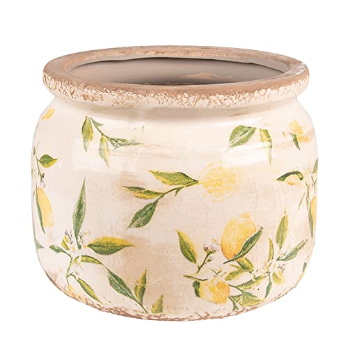 Clayre & Eef Blumentopf Indoor Ø 20x15 cm Gelb Keramik Zitrone von Clayre & Eef