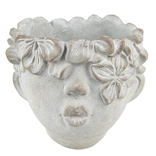 Clayre & Eef Blumentopf Kopf 12x10 cm Grau Stein von Clayre & Eef