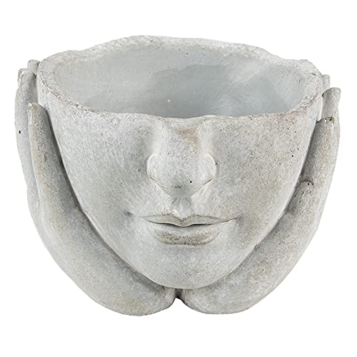 Clayre & Eef Blumentopf Kopf Ø 11x11 cm Grau Stein Pflanzentopf von Clayre & Eef