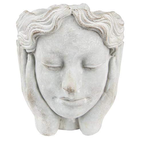 Clayre & Eef Blumentopf Kopf Ø 11x20 cm Grau Stein Pflanzentopf von Clayre & Eef