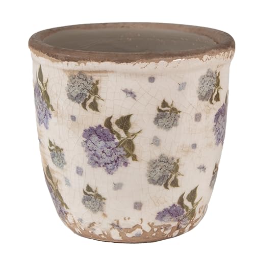 Clayre & Eef Blumentopf Ø 11x10 cm Beige Blau Keramik Blumen Innenblumentopf Clayre & Eef Blumentopf Ø 11x10 cm Beige Blau Keramik Blumen Innenblumentopf von Clayre & Eef