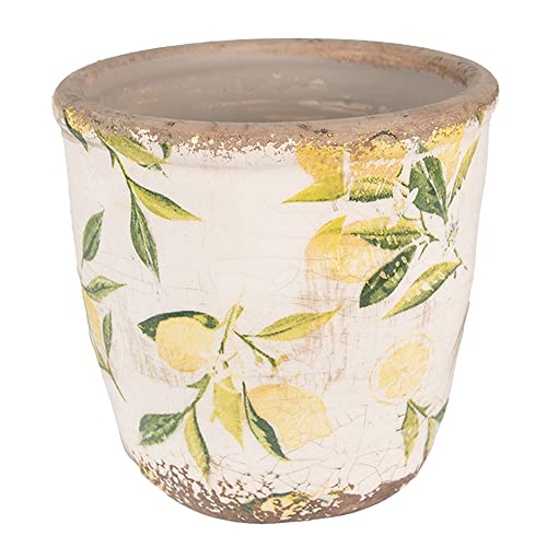 Clayre & Eef Blumentopf Ø 11x10 cm Gelb Keramik Zitrone Innenblumentopf von Clayre & Eef