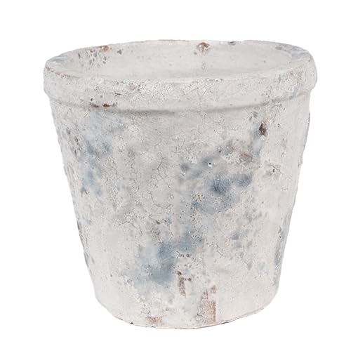 Clayre & Eef Blumentopf Ø 12x11 cm Weiß Blau Terrakotta von Clayre & Eef