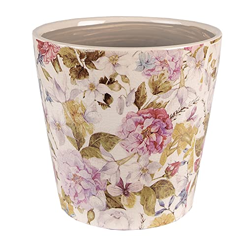 Clayre & Eef Blumentopf Ø 14x13 cm Rosa Beige Keramik Blumen Innenblumentopf von Clayre & Eef