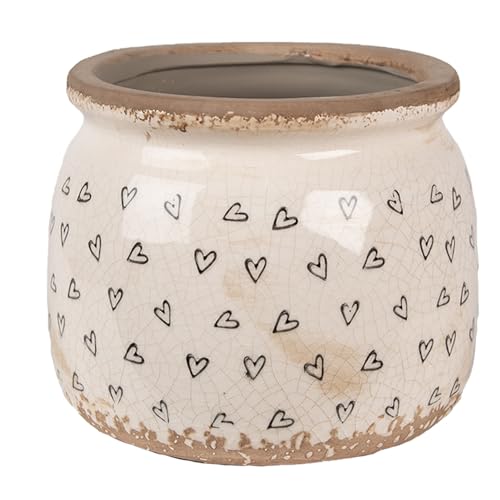 Clayre & Eef Blumentopf Ø 16x13 cm Beige Schwarz Keramik Herzen Innenblumentopf Clayre & Eef Blumentopf Ø 16x13 cm Beige Schwarz Keramik Herzen Innenblumentopf von Clayre & Eef