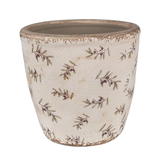 Clayre & Eef Blumentopf Ø 16x16 cm Beige Blau Keramik Oliven Innenblumentopf von Clayre & Eef