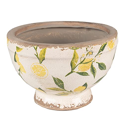 Clayre & Eef Blumentopf Ø 17x11 cm Gelb Keramik Zitrone Innenblumentopf von Clayre & Eef