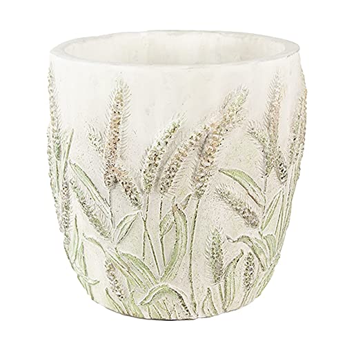 Clayre & Eef Blumentopf Ø 13x13 cm Beige Grün Stein Getreidehalmen Innenblumentopf von Clayre & Eef