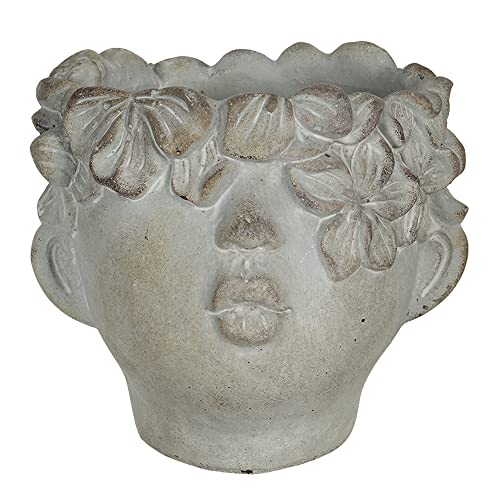 Clayre & Eef Blumentopf Übertopf Klein XS Skulptur Kopf Shabby Stein Grau von Clayre & Eef