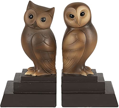 Clayre & Eef Buchstütze (Set 2 Stück) Eulen braun 19x10x18 cm 6PR4625 von Clayre & Eef