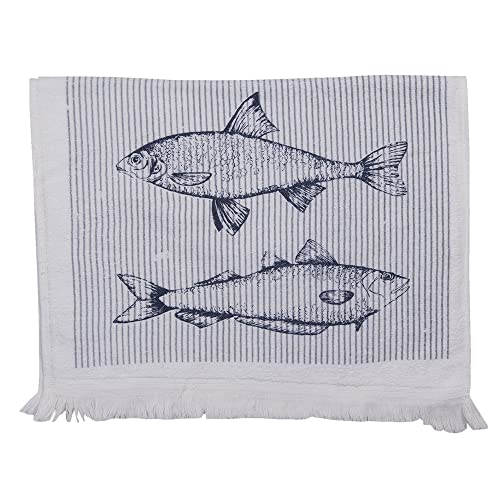 Clayre & Eef CT018 Küchentuch Geschirrtuch Gästetuch Gästehandtuch Fish Fische Weiss Blau 40 x 66 cm von Clayre & Eef