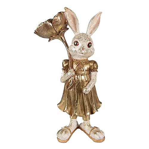 Clayre & Eef Figur Kaninchen 16x12x32 cm Goldfarbig Polyresin Wohnaccessoires von Clayre & Eef