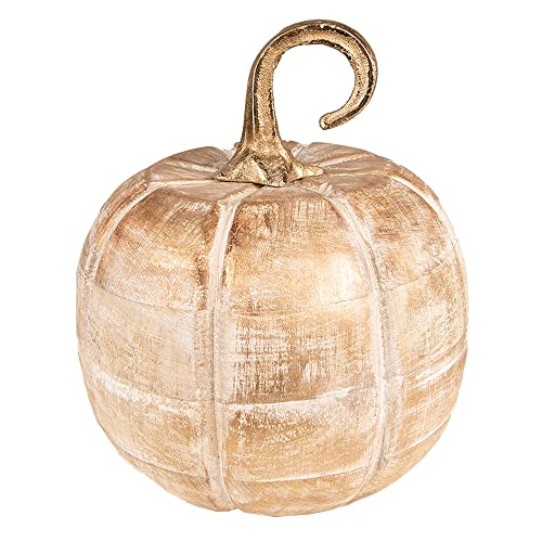 Clayre & Eef Deko Accessoires Kürbis 20 cm Goldfarbig Holz Wohnaccessoire von Clayre & Eef