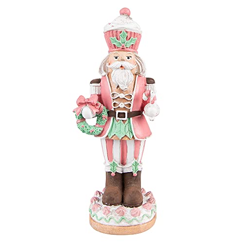 Clayre & Eef Figur Nussknacker 24 cm Rosa Polyresin Weihnachtsdekoration von Clayre & Eef