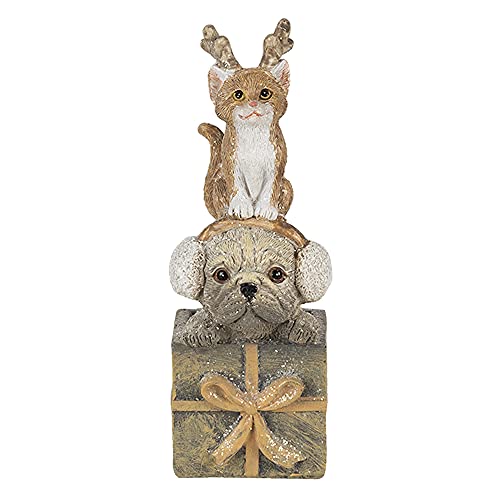 Clayre & Eef Dekoration Hund und Katze Mehrfarbig 5x5x13 cm 6PR4642 von Clayre & Eef