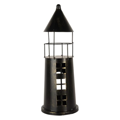 Clayre & Eef Dekoration Leuchtturm Ø 16x45 cm Schwarz Metall von Clayre & Eef