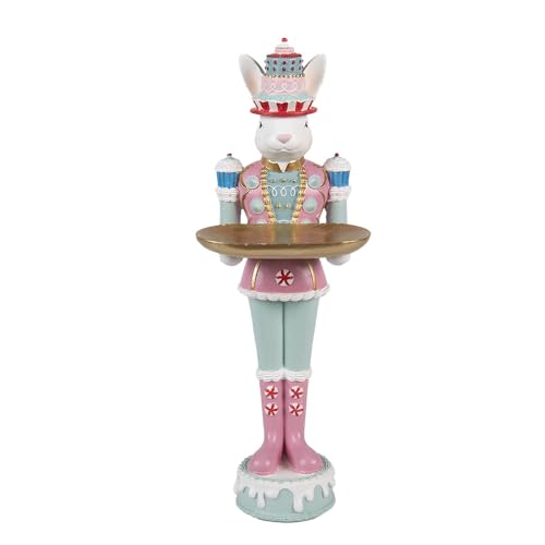 Clayre & Eef Dekorationsfigur Kaninchen 25 cm Weiß Rosa Kunststoff von Clayre & Eef