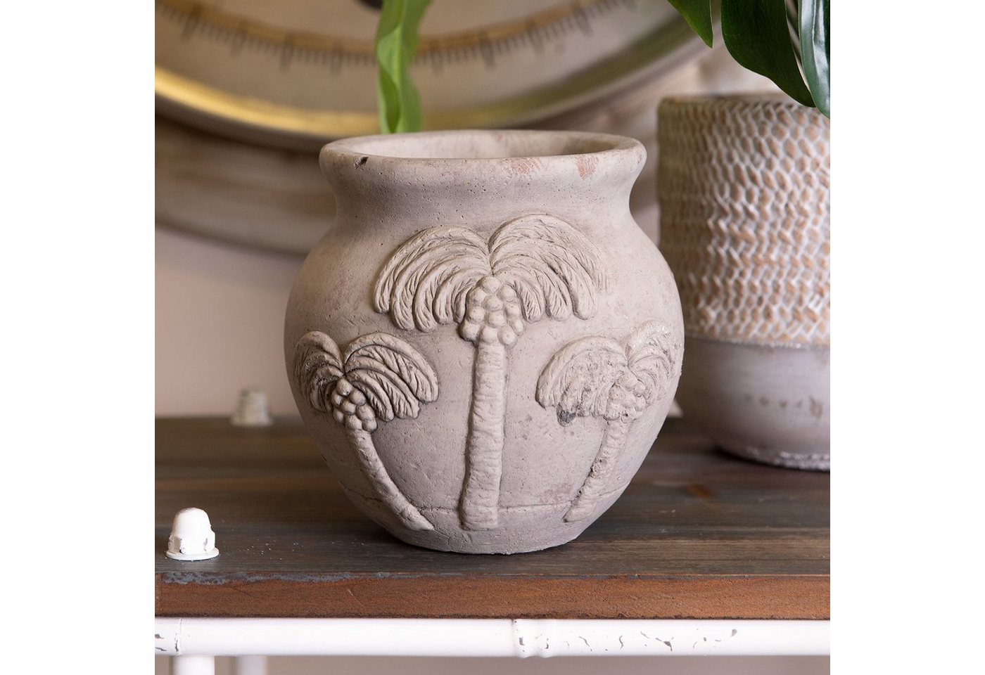 Clayre & Eef Dekovase Blumentopf Vase Stein Optik Mediterran Klein Naturfarben, Steinvase von Clayre & Eef