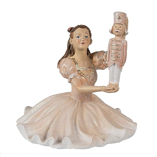 Clayre & Eef Figur Ballerina 13 cm Rosa Polyresin Weihnachtsdekoration von Clayre & Eef