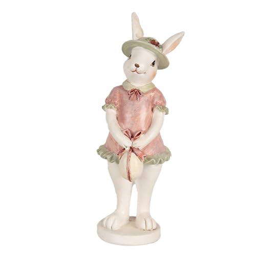 Clayre & Eef Figur Kaninchen 15 cm Weiß Rosa Polyresin von Clayre & Eef