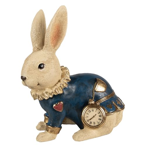 Clayre & Eef Figur Kaninchen 29 cm Beige Blau Polyresin von Clayre & Eef