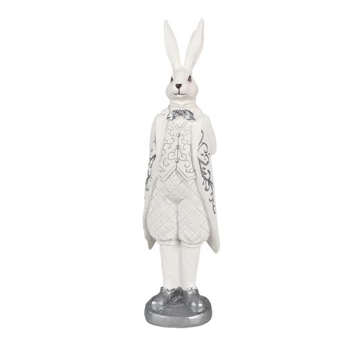 Clayre & Eef Figur Kaninchen 30 cm Weiß Silberfarbig Polyresin Osterdekoration von Clayre & Eef