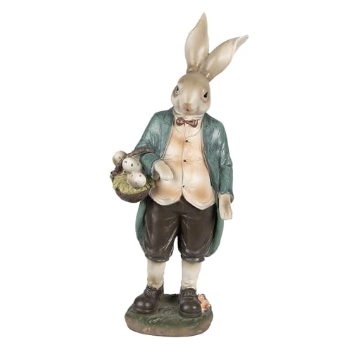 Clayre & Eef Figur Kaninchen 38 cm Braun Grün Polyresin Osterdekoration von Clayre & Eef