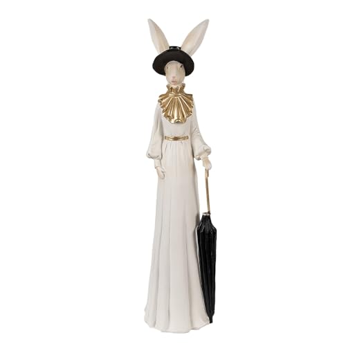 Clayre & Eef Figur Kaninchen 40 cm Beige Schwarz Polyresin Osterdekoration von Clayre & Eef