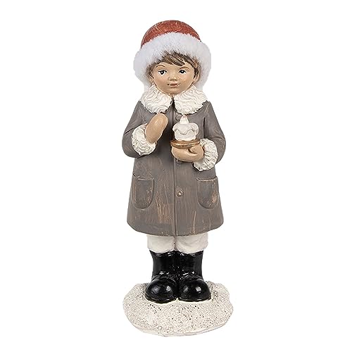 Clayre & Eef Figur Kind 14 cm Grau Polyresin Weihnachtsfiguren von Clayre & Eef