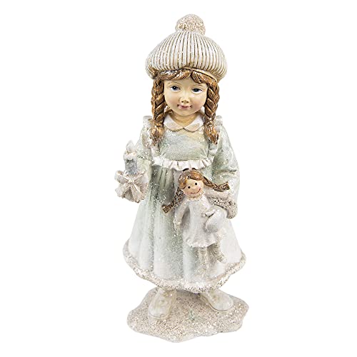 Clayre & Eef Figur Kind 19 cm Beige Grün Polyresin Weihnachtsdekoration von Clayre & Eef