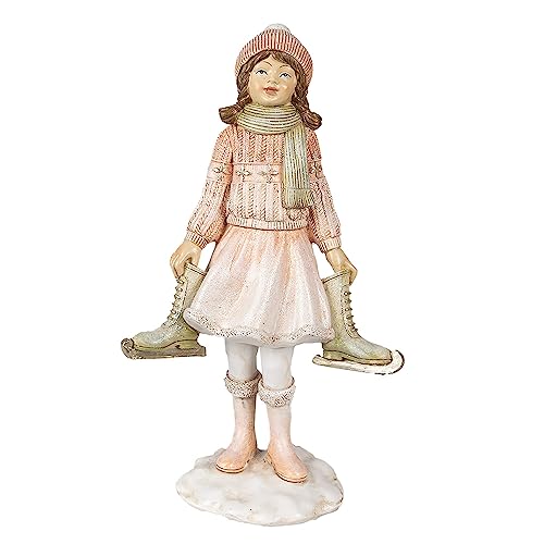 Clayre & Eef Figur Mädchen 21 cm Rosa Polyresin Weihnachtsdekoration von Clayre & Eef