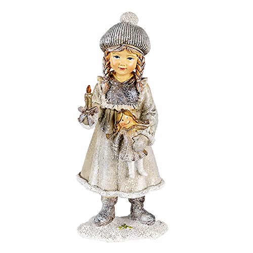 Clayre & Eef Figur Mädchen 8x7x19 cm Grau Weiß Polyresin Wohnaccessoires von Clayre & Eef