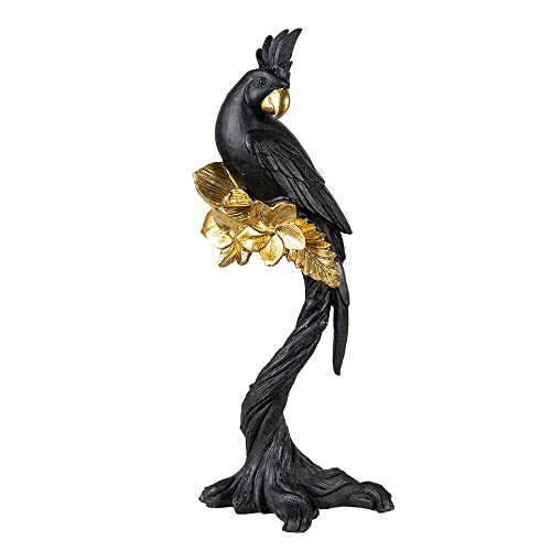 Clayre & Eef Figur Papagei 22 cm Schwarz Goldfarbig Polyresin Wohnaccessoires von Clayre & Eef