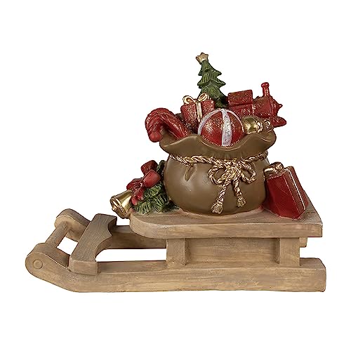 Clayre & Eef Figur Schlitten 38x16x29 cm Braun Polyresin Weihnachtsdekoration von Clayre & Eef