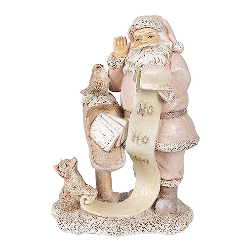 Clayre & Eef Figur Weihnachtsmann 11x8x15 cm Rosa Polyresin Weihnachtsdekoration von Clayre & Eef