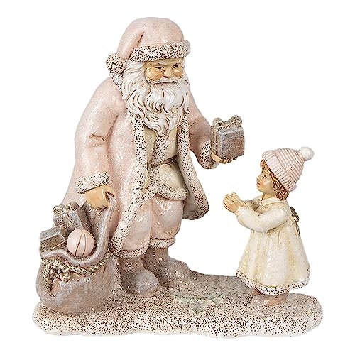 Clayre & Eef Figur Weihnachtsmann 14x9x14 cm Rosa Polyresin Weihnachtsdekoration von Clayre & Eef