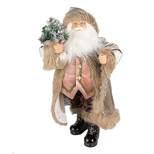 Clayre & Eef Figur Weihnachtsmann 30 cm Beige Kunststoff Weihnachtsfiguren von Clayre & Eef