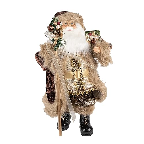 Clayre & Eef Figur Weihnachtsmann 47 cm Braun Beige Kunststoff Weihnachtsfiguren von Clayre & Eef