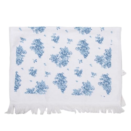 Clayre & Eef Gästehandtuch 40x66 cm Weiß Blau Baumwolle Rechteck Rosen Toiletten Handtuch Clayre & Eef Gästehandtuch 40x66 cm Weiß Blau Baumwolle Rechteck Rosen Toiletten Handtuch von Clayre & Eef