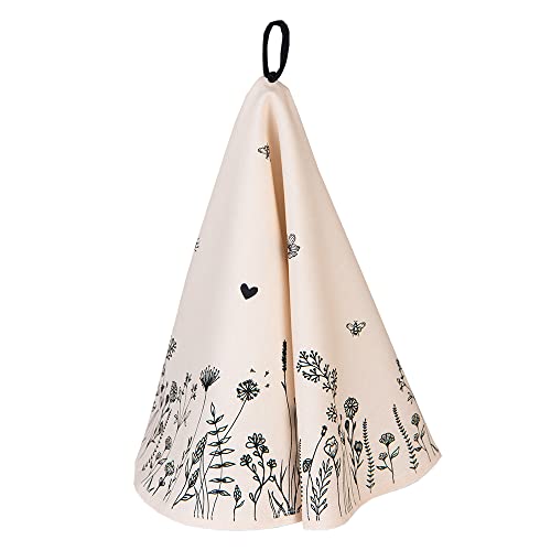 Clayre & Eef Geschirrtuch Ø 80 cm Beige Schwarz Baumwolle Blumen Küchentuch von Clayre & Eef