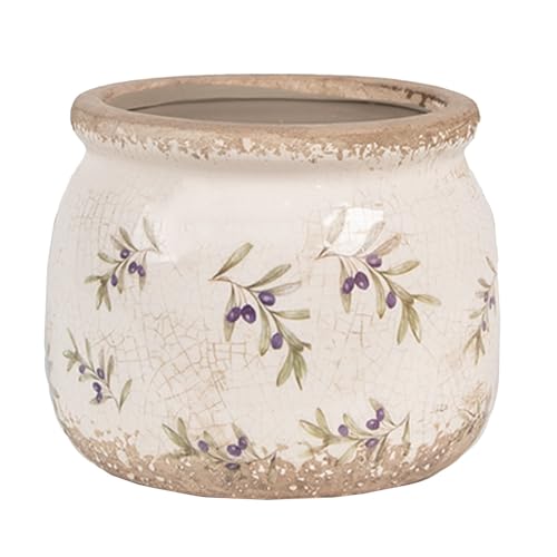 Clayre & Eef Innenblumentopf Ø 12x10 cm Beige Blau Keramik Oliven Pflanzentopf Clayre & Eef Innenblumentopf Ø 12x10 cm Beige Blau Keramik Oliven Pflanzentopf von Clayre & Eef