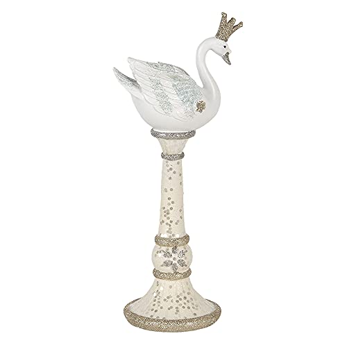 Clayre & Eef Kerzenständer Kerzenhalter Leuchter Schwan 12 * 9 * 29 cm weiß Polyresin 6PR2874 von Clayre & Eef