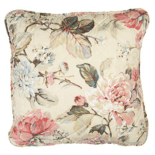 Clayre & Eef Kissenbezug 40x40 cm Beige Rosa Polyester Baumwolle Quadrat Blumen Dekokissenbezug von Clayre & Eef