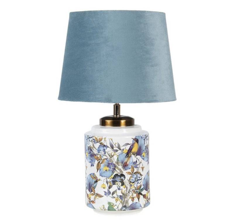 Clayre & Eef Nachttischlampe Romantische Tischlampe in hellblau Vogelmotiv 25 x 41 xm von Clayre & Eef
