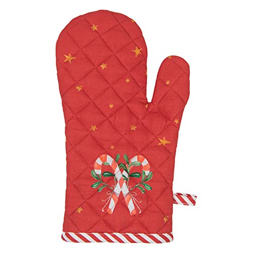 Clayre & Eef Ofenhandschuh 18x30 cm Weiß Rot Baumwolle Nussknacker Ofenhandschuh von Clayre & Eef