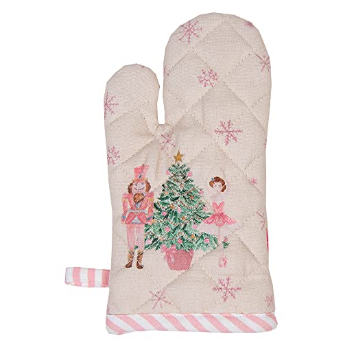 Clayre & Eef Ofenhandschuh 18x30 cm Beige Rosa Baumwolle Nussknacker Ofenhandschuh von Clayre & Eef