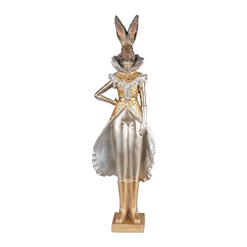 Clayre & Eef Osterhasen Kaninchen Dame 44cm Landhaus Osterdeko Poly Ostern, Gold, 14x10x44 cm, (6PR3596) von Clayre & Eef