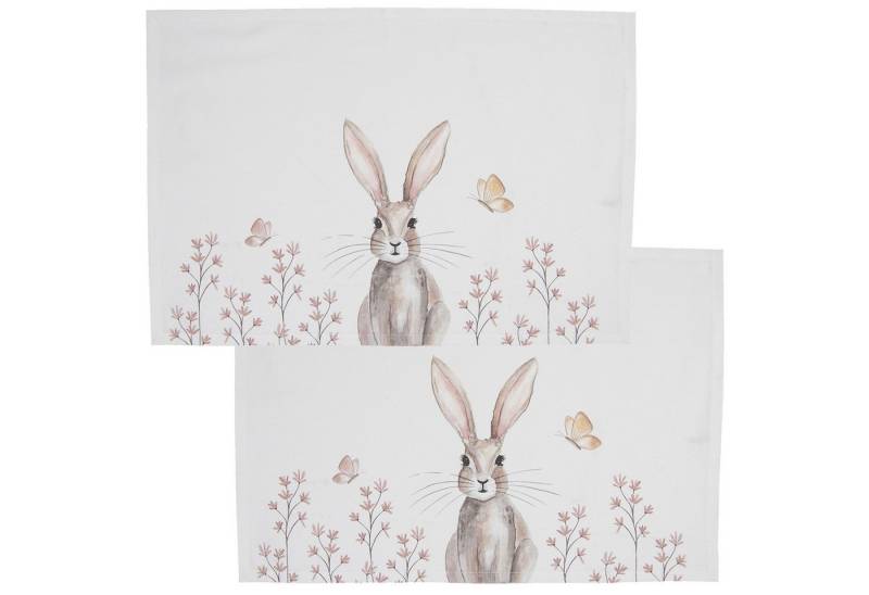 Clayre & Eef Platzset Rustic Easter Bunny, (2-St., 2-teilig), Tischsets Platzsets (2 Stück) Platzdeckchen ca.48x33cm Baumwolle von Clayre & Eef