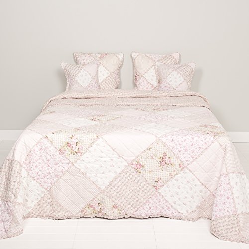 Clayre & Eef Q020.060 Tagesdecke Plaid Quilt Emily Rose pink 180 x 260 von Clayre & Eef